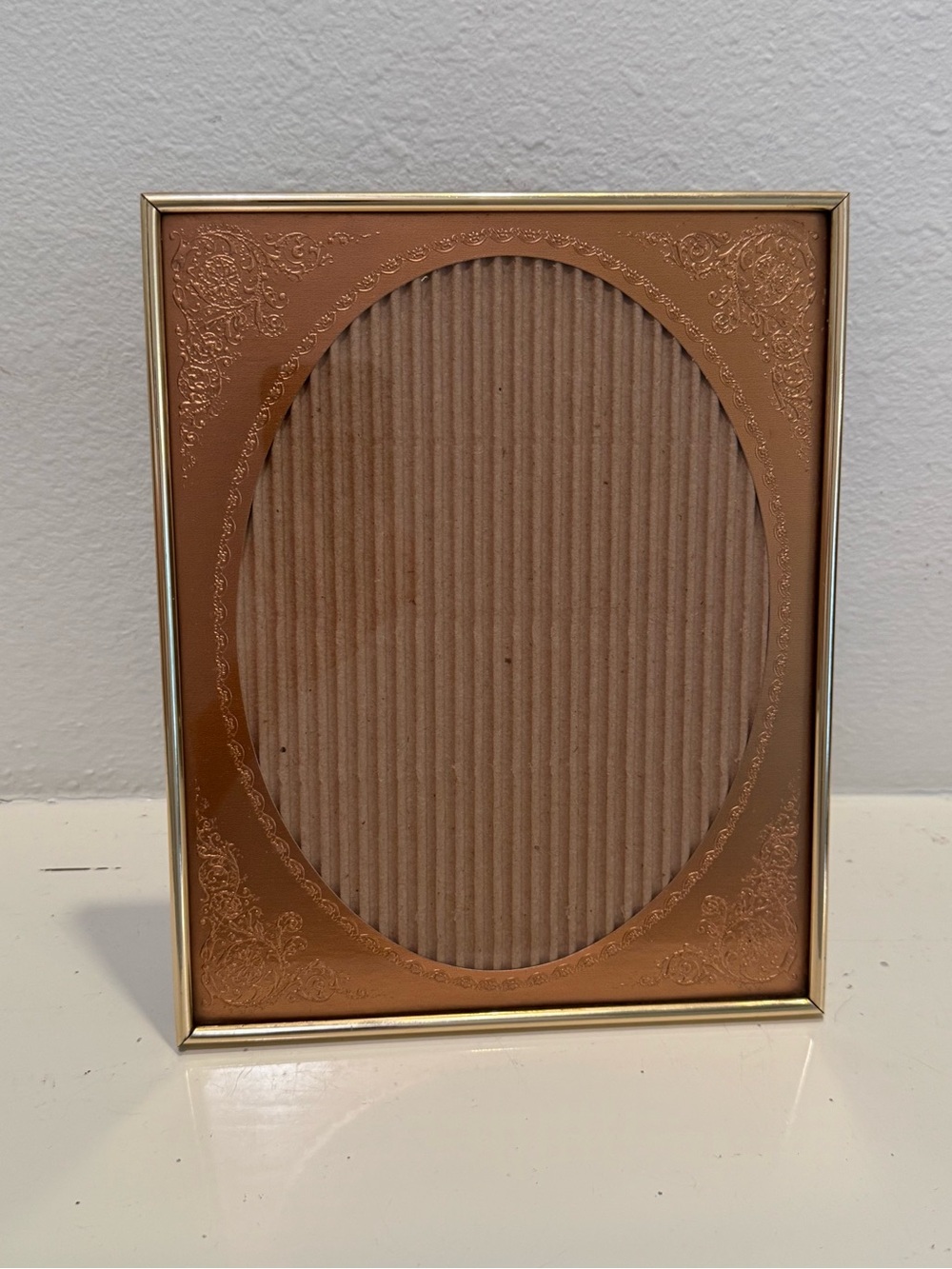 Vintage 8x10 Embossed Copper Foil Gold Picture Frame